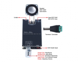 DC 12V 24V 100W TWS Bluetooth-Compatible Amplifier TPA3116 Audio Amplifier Module AUX USB Audio Input